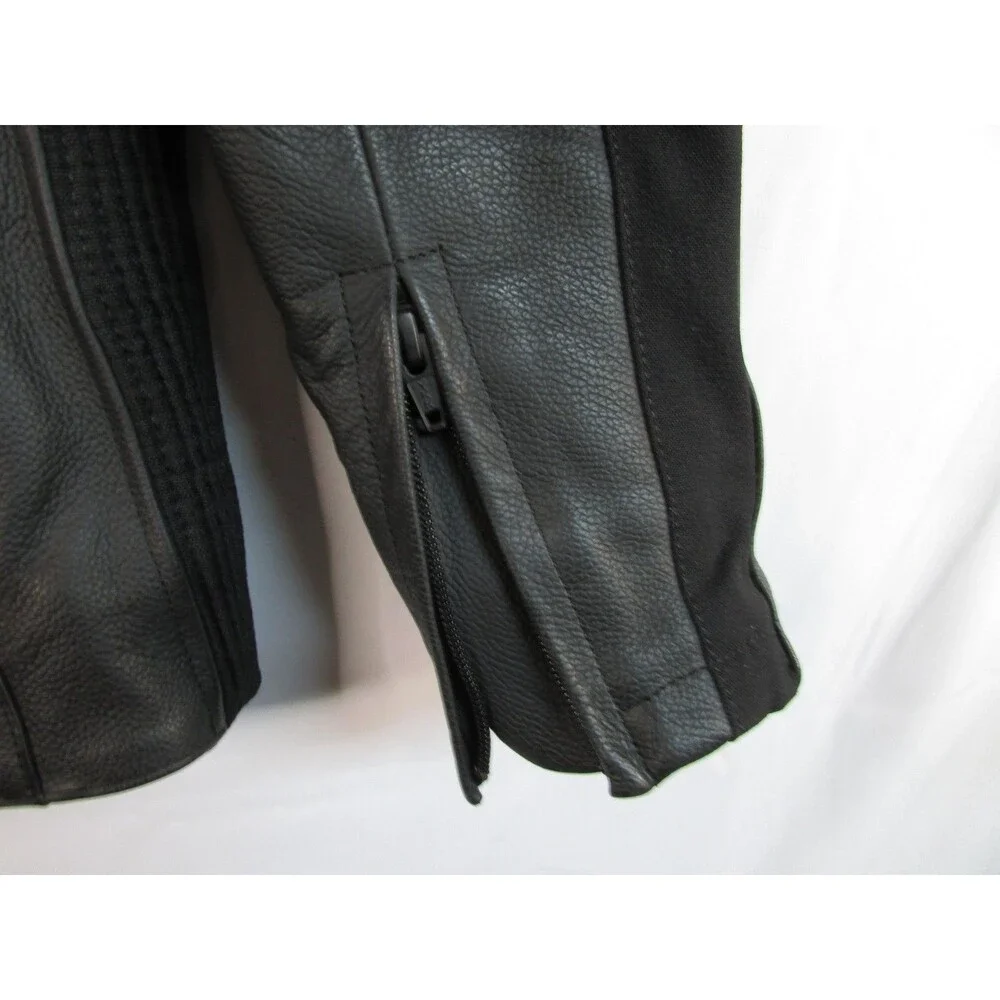 Triumph Leather Motorcycle Jacket Mens Medium Black Insulated Padded Lined - Picture 12 of 16